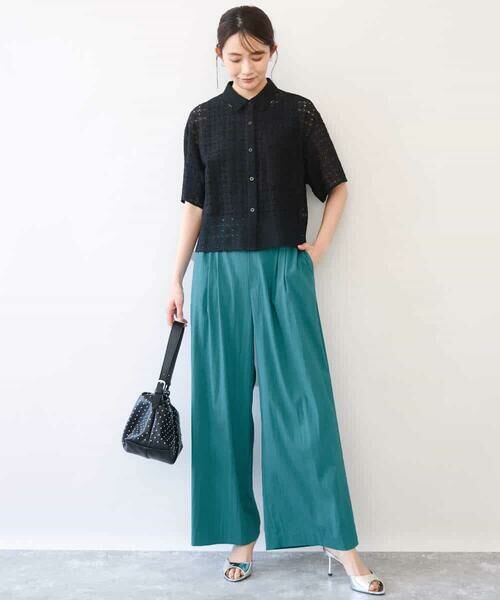 MK MICHEL KLEIN / エムケーミッシェルクラン シャツ・ブラウス | [洗える]幾何レース五分袖シャツブラウス | 詳細4