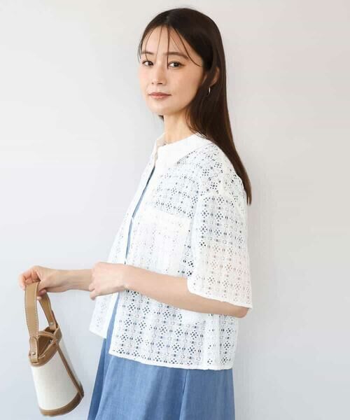 MK MICHEL KLEIN / エムケーミッシェルクラン シャツ・ブラウス | [洗える]幾何レース五分袖シャツブラウス | 詳細7