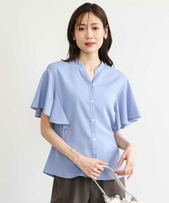 MK MICHEL KLEIN / エムケーミッシェルクラン シャツ・ブラウス | [接触冷感/洗える]フリルスリーブブラウス