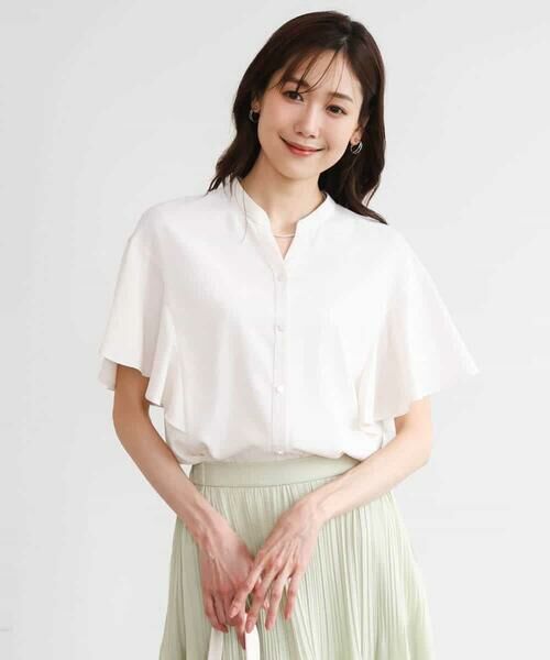 MK MICHEL KLEIN / エムケーミッシェルクラン シャツ・ブラウス | [接触冷感/洗える]フリルスリーブブラウス | 詳細1