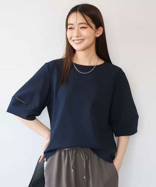 MK MICHEL KLEIN / エムケーミッシェルクラン シャツ・ブラウス | [撥水/UVカット/洗える]ランタンスリーブブラウス | 詳細1