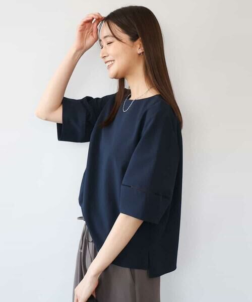 MK MICHEL KLEIN / エムケーミッシェルクラン シャツ・ブラウス | [撥水/UVカット/洗える]ランタンスリーブブラウス（ネイビー）