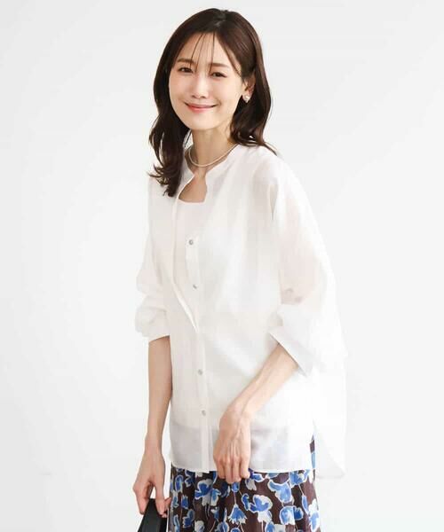 MK MICHEL KLEIN / エムケーミッシェルクラン シャツ・ブラウス | [接触冷感/通気性/洗える]ラミーリネン混シャツブラウス | 詳細3