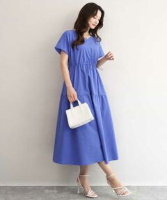 MK MICHEL KLEIN / エムケーミッシェルクラン ロング・マキシ丈ワンピース | [撥水/UVカット/洗える]ドローコードデザインVネックワンピース