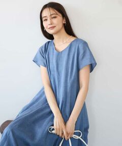 MK MICHEL KLEIN / エムケーミッシェルクラン ロング・マキシ丈ワンピース | [接触冷感/洗える]ラミーリネン混Aラインワンピース