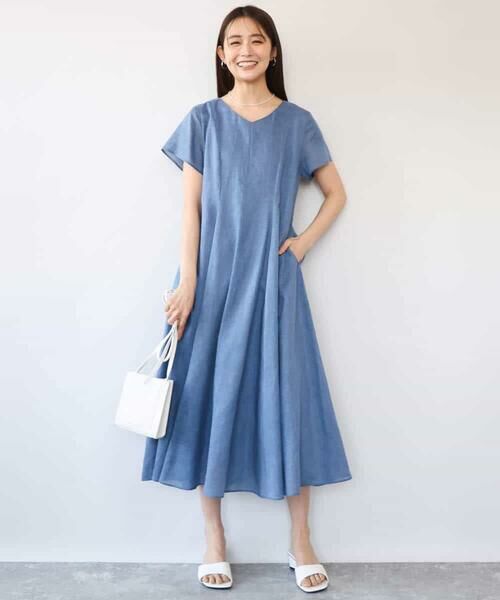 MK MICHEL KLEIN / エムケーミッシェルクラン ロング・マキシ丈ワンピース | [接触冷感/洗える]ラミーリネン混Aラインワンピース | 詳細5