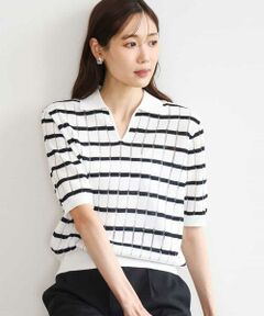 MK MICHEL KLEIN / エムケーミッシェルクラン カットソー | [洗える]衿付きスキッパーデザインニット