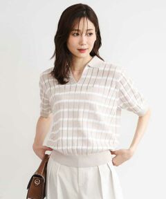 MK MICHEL KLEIN / エムケーミッシェルクラン カットソー | [洗える]衿付きスキッパーデザインニット