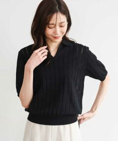 MK MICHEL KLEIN / エムケーミッシェルクラン カットソー | [洗える]衿付きスキッパーデザインニット