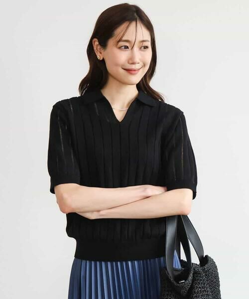 MK MICHEL KLEIN / エムケーミッシェルクラン カットソー | [洗える]衿付きスキッパーデザインニット | 詳細11