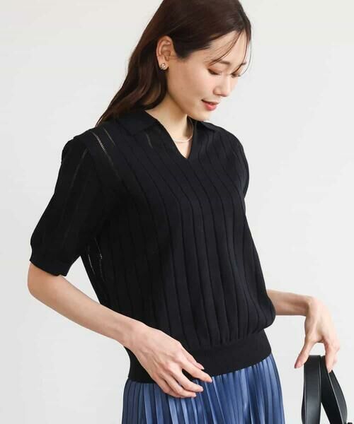 MK MICHEL KLEIN / エムケーミッシェルクラン カットソー | [洗える]衿付きスキッパーデザインニット | 詳細12