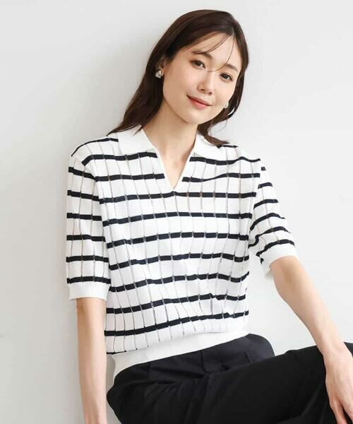 MK MICHEL KLEIN / エムケーミッシェルクラン カットソー | [洗える]衿付きスキッパーデザインニット | 詳細2