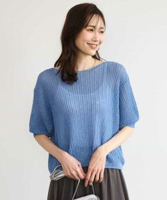 MK MICHEL KLEIN / エムケーミッシェルクラン ニット・セーター | [洗える]クロップド丈シアーリブニット