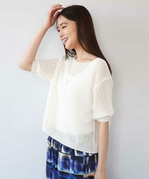 MK MICHEL KLEIN / エムケーミッシェルクラン ニット・セーター | [洗える]クロップド丈シアーリブニット | 詳細8