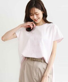 MK MICHEL KLEIN / エムケーミッシェルクラン カットソー | [洗える]ニュアンスロゴ フレンチスリーブTシャツ