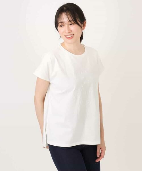 MK MICHEL KLEIN / エムケーミッシェルクラン カットソー | [洗える]ニュアンスロゴ フレンチスリーブTシャツ | 詳細16