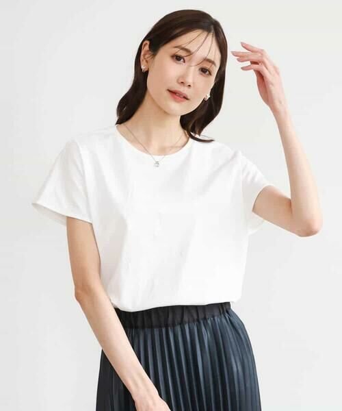 MK MICHEL KLEIN / エムケーミッシェルクラン カットソー | [洗える]ニュアンスロゴ フレンチスリーブTシャツ | 詳細2