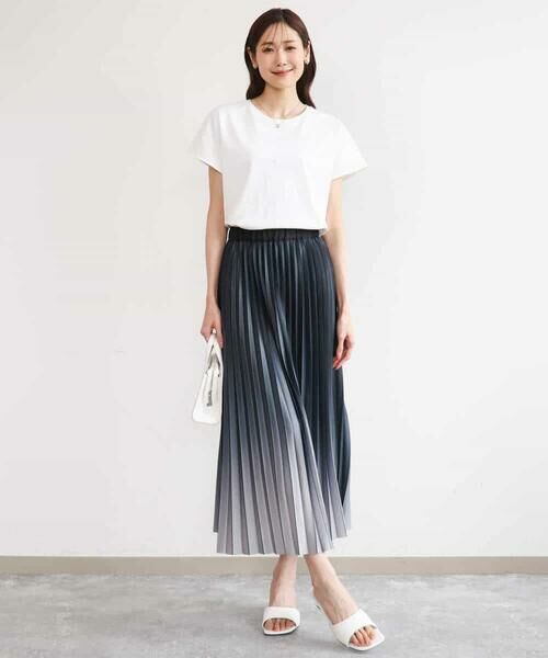 MK MICHEL KLEIN / エムケーミッシェルクラン カットソー | [洗える]ニュアンスロゴ フレンチスリーブTシャツ | 詳細4