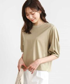 MK MICHEL KLEIN / エムケーミッシェルクラン カットソー | [接触冷感/洗える]シルケットスムース タックスリーブカットソー