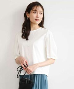 MK MICHEL KLEIN / エムケーミッシェルクラン カットソー | [接触冷感/洗える]シルケットスムース タックスリーブカットソー