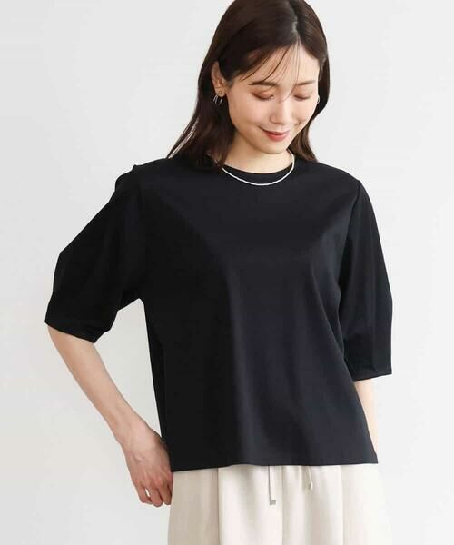 MK MICHEL KLEIN / エムケーミッシェルクラン カットソー | [接触冷感/洗える]シルケットスムース タックスリーブカットソー | 詳細10