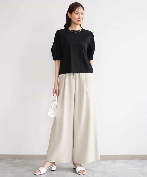 MK MICHEL KLEIN / エムケーミッシェルクラン カットソー | [接触冷感/洗える]シルケットスムース タックスリーブカットソー | 詳細13