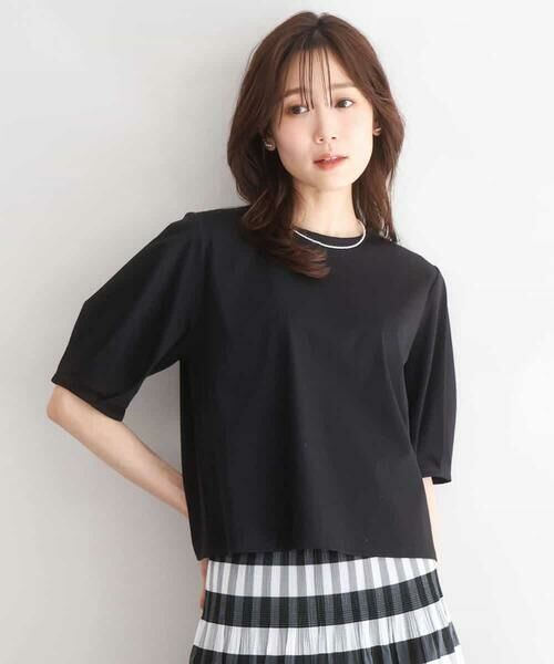 MK MICHEL KLEIN / エムケーミッシェルクラン カットソー | [接触冷感/洗える]シルケットスムース タックスリーブカットソー | 詳細14