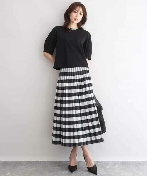 MK MICHEL KLEIN / エムケーミッシェルクラン カットソー | [接触冷感/洗える]シルケットスムース タックスリーブカットソー | 詳細18