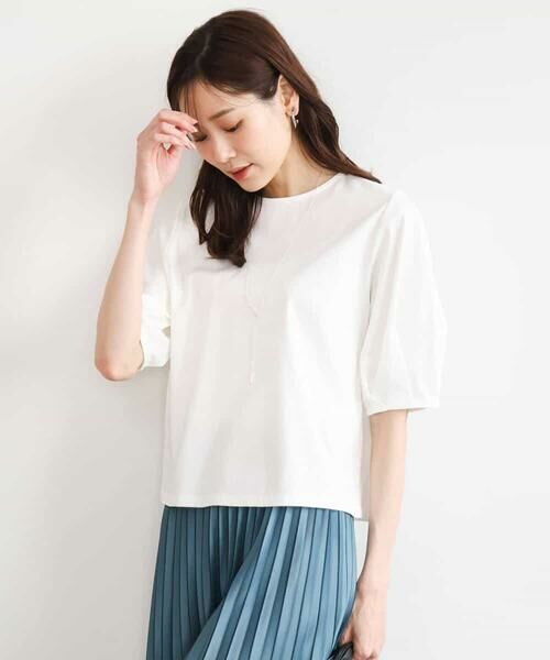 MK MICHEL KLEIN / エムケーミッシェルクラン カットソー | [接触冷感/洗える]シルケットスムース タックスリーブカットソー | 詳細19