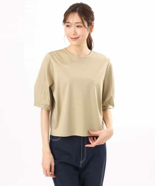 MK MICHEL KLEIN / エムケーミッシェルクラン カットソー | [接触冷感/洗える]シルケットスムース タックスリーブカットソー | 詳細2