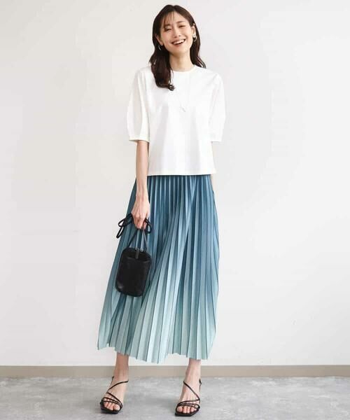 MK MICHEL KLEIN / エムケーミッシェルクラン カットソー | [接触冷感/洗える]シルケットスムース タックスリーブカットソー | 詳細21