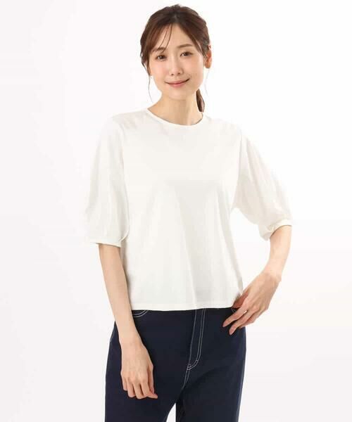 MK MICHEL KLEIN / エムケーミッシェルクラン カットソー | [接触冷感/洗える]シルケットスムース タックスリーブカットソー | 詳細24