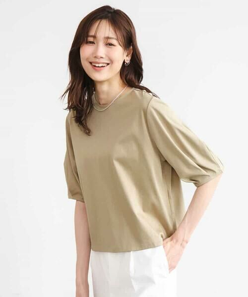 MK MICHEL KLEIN / エムケーミッシェルクラン カットソー | [接触冷感/洗える]シルケットスムース タックスリーブカットソー | 詳細4