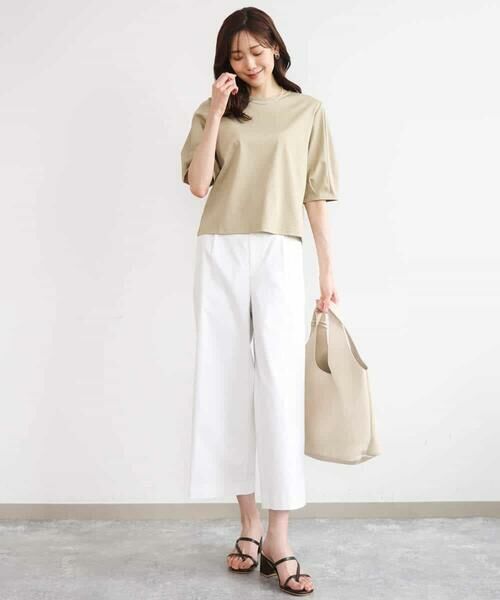 MK MICHEL KLEIN / エムケーミッシェルクラン カットソー | [接触冷感/洗える]シルケットスムース タックスリーブカットソー | 詳細8