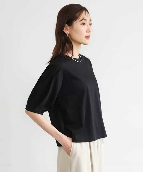 MK MICHEL KLEIN / エムケーミッシェルクラン カットソー | [接触冷感/洗える]シルケットスムース タックスリーブカットソー | 詳細9