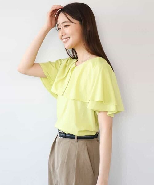 MK MICHEL KLEIN / エムケーミッシェルクラン カットソー | [洗える]シルケット天竺ケープデザインカットソー | 詳細1