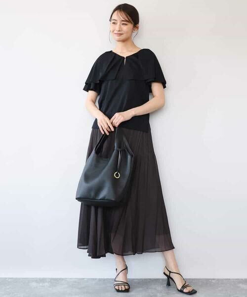 MK MICHEL KLEIN / エムケーミッシェルクラン カットソー | [洗える]シルケット天竺ケープデザインカットソー | 詳細10