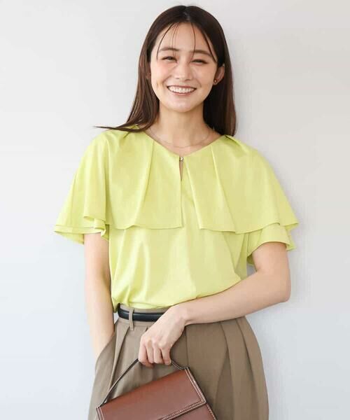 MK MICHEL KLEIN / エムケーミッシェルクラン カットソー | [洗える]シルケット天竺ケープデザインカットソー | 詳細2