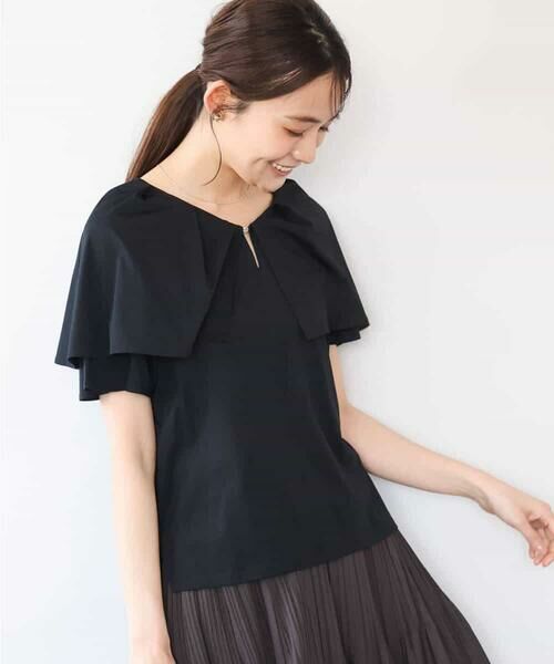 MK MICHEL KLEIN / エムケーミッシェルクラン カットソー | [洗える]シルケット天竺ケープデザインカットソー | 詳細6