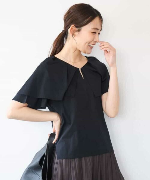 MK MICHEL KLEIN / エムケーミッシェルクラン カットソー | [洗える]シルケット天竺ケープデザインカットソー | 詳細7