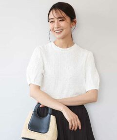 MK MICHEL KLEIN / エムケーミッシェルクラン カットソー | [UVカット/洗える]タックスリーブ ジャガードカットソー