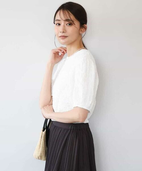 MK MICHEL KLEIN / エムケーミッシェルクラン カットソー | [UVカット/洗える]タックスリーブ ジャガードカットソー | 詳細20