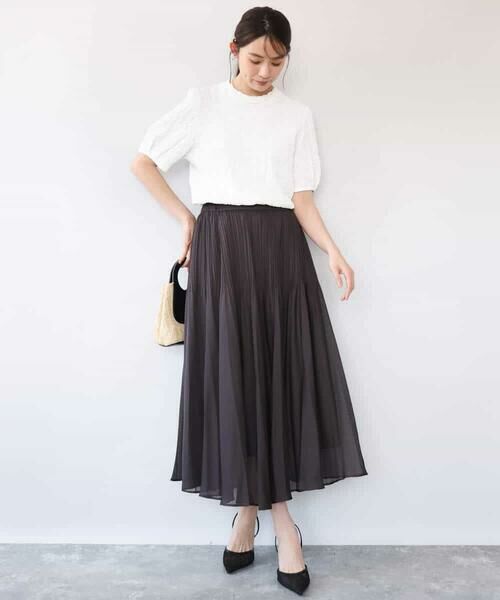 MK MICHEL KLEIN / エムケーミッシェルクラン カットソー | [UVカット/洗える]タックスリーブ ジャガードカットソー | 詳細21