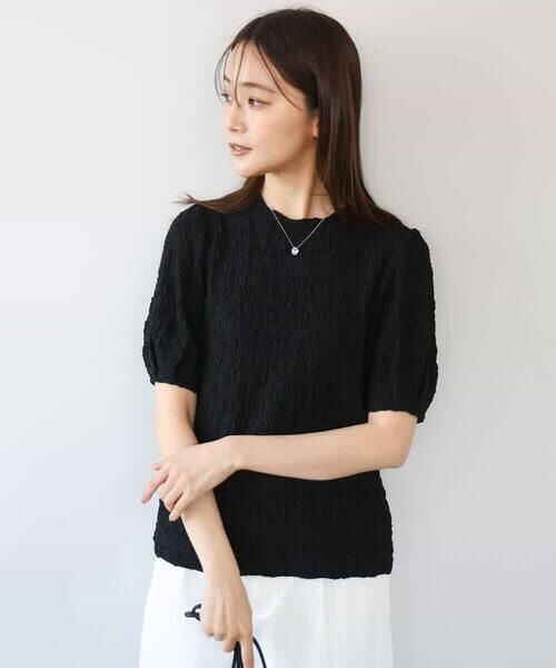 MK MICHEL KLEIN / エムケーミッシェルクラン カットソー | [UVカット/洗える]タックスリーブ ジャガードカットソー | 詳細3