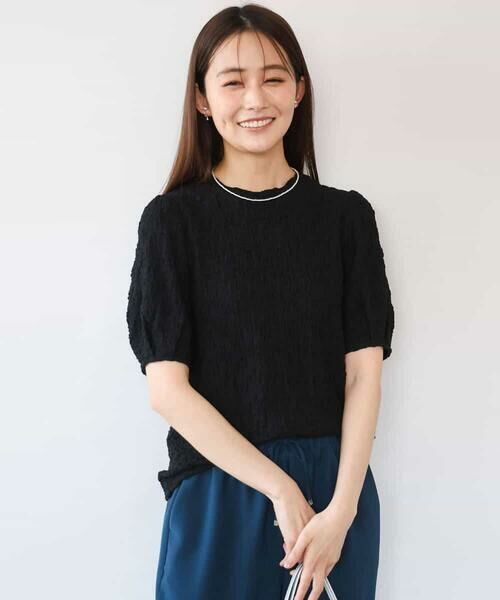 MK MICHEL KLEIN / エムケーミッシェルクラン カットソー | [UVカット/洗える]タックスリーブ ジャガードカットソー | 詳細8