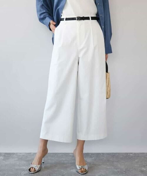 MK MICHEL KLEIN / エムケーミッシェルクラン ショート・ハーフ・半端丈パンツ | [洗える]ナチュラルツイルワイドクロップドパンツ | 詳細2