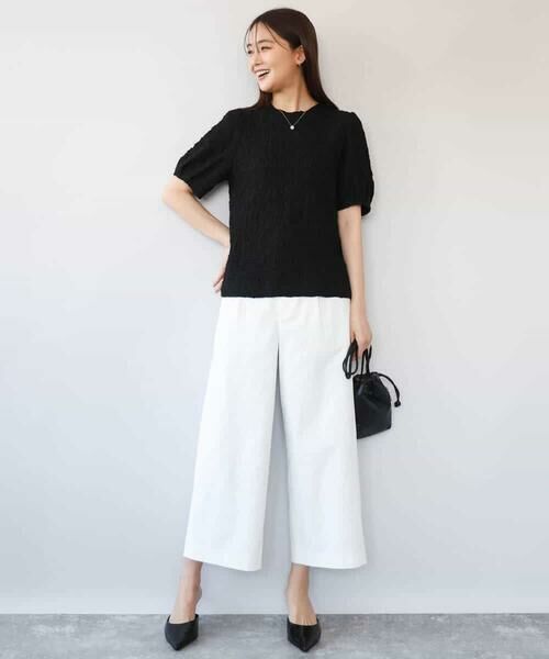 MK MICHEL KLEIN / エムケーミッシェルクラン ショート・ハーフ・半端丈パンツ | [洗える]ナチュラルツイルワイドクロップドパンツ | 詳細6