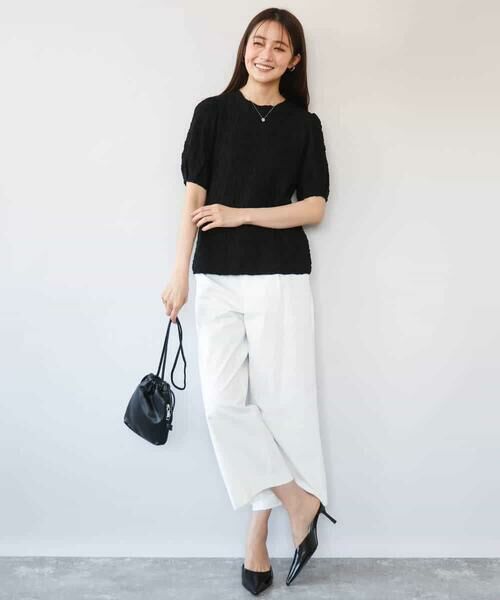 MK MICHEL KLEIN / エムケーミッシェルクラン ショート・ハーフ・半端丈パンツ | [洗える]ナチュラルツイルワイドクロップドパンツ | 詳細7