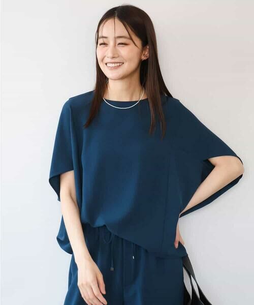 MK MICHEL KLEIN / エムケーミッシェルクラン シャツ・ブラウス | [瞬美シリーズ/UVカット/接触冷感/速乾/洗える]梨地ジョーゼット 変形スリーブブラウス | 詳細7