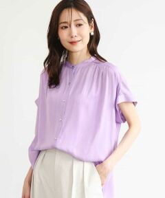 MK MICHEL KLEIN / エムケーミッシェルクラン シャツ・ブラウス | [UVカット/接触冷感/洗える]バンドカラーサテンブラウス